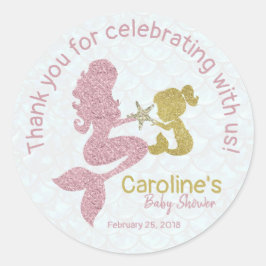 Mermaid Rose Gold Baby Dusche Gefallen Sticker
