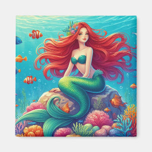 Mermaid Rotes Haar Magnet