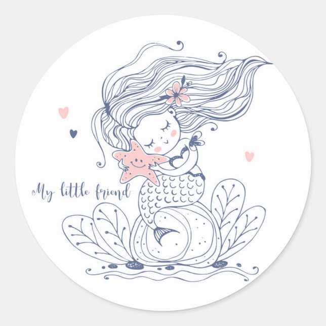 Mermaid Round Sticker (Vorderseite)