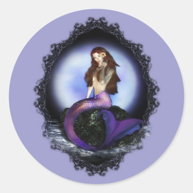 Mermaid Round Sticker glauben (Vorderseite)