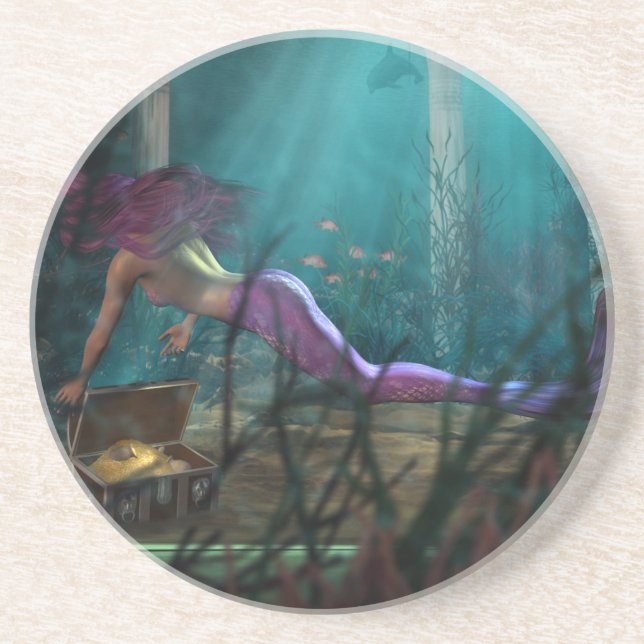 Mermaid Sandstone Drink Untersetzer (Vorne)
