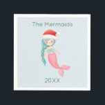 Mermaid Santa Christmas Serviette<br><div class="desc">Machen Sie Ihr Weihnachtsfest unvergesslich mit diesen skurrilen Servietten mit dem Motto "Mermaid Santa". Sie können eine afroamerikanische Meerjungfrau mit der Bearbeitungsoption aktivieren. Es ist Zeit für ein Fest unter dem Meer! Sie können dieses Design personalisieren, indem Sie auf "Diese Vorlage personalisieren" klicken oder wenn Sie den Schriftart, die Hintergrundfarben...</div>