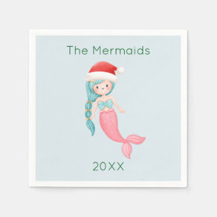 Mermaid Santa Christmas Serviette