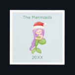 Mermaid Santa Christmas Serviette<br><div class="desc">Machen Sie Ihr Weihnachtsfest unvergesslich mit diesen skurrilen Servietten mit dem Motto "Mermaid Santa". Sie können eine afroamerikanische Meerjungfrau mit der Bearbeitungsoption aktivieren. Es ist Zeit für ein Fest unter dem Meer! Sie können dieses Design personalisieren, indem Sie auf "Diese Vorlage personalisieren" klicken oder wenn Sie den Schriftart, die Hintergrundfarben...</div>