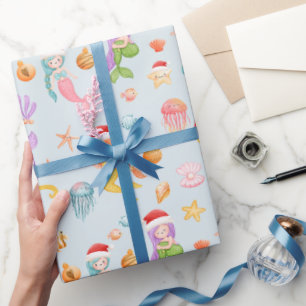 Mermaid Santa Pattern Weihnachten Geschenkpapier