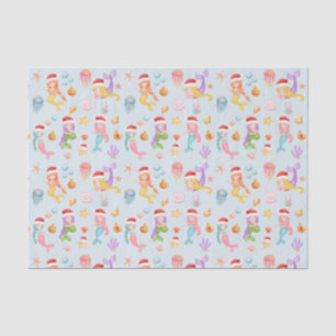 Mermaid Santa Pattern Weihnachten Seidenpapier