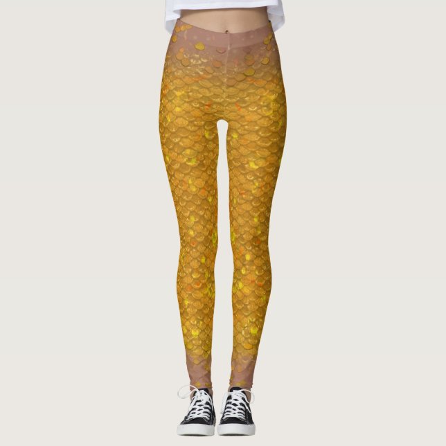 Mermaid scale blended waist Leggings Gold Fish 3 (Vorderseite)
