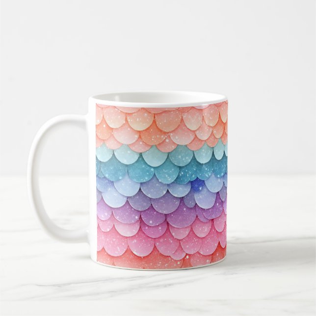 Mermaid Scale farbenfrohe Muster Kaffeetasse (Links)