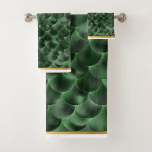 MERMAID SCALE LUXE GRÜNES BADEZIMMER TOWEL SET