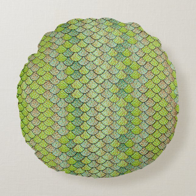 Mermaid Scale Muster Rundes Kissen (Vorderseite)