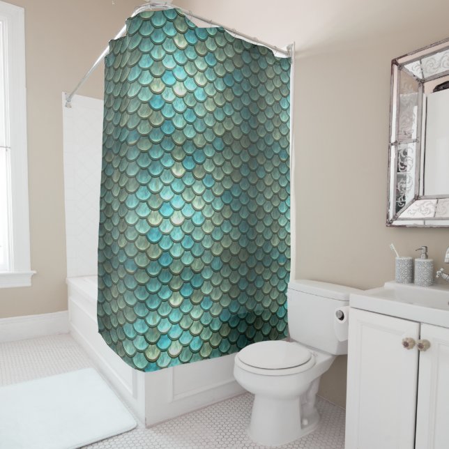Mermaid Scales Aqua Aquamarin Duschvorhang (Beispiel)