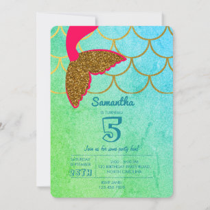Mermaid Scales Aquamarin Türkis Glitzer Geburtstag Einladung