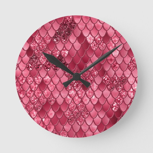 Mermaid Scales Glam #2 (Imitate Glitzer) #decor #a Runde Wanduhr (Vorderseite)