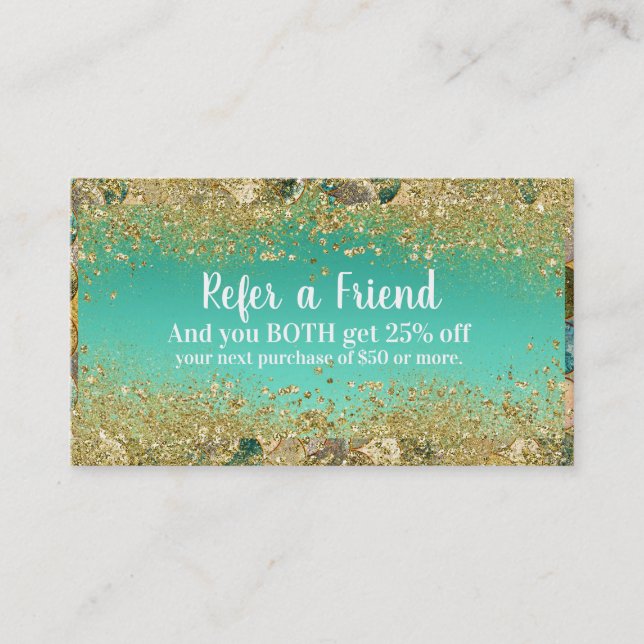 Mermaid Scales Gold Glitzer Verleihung eines Freun Empfehlungskarte (Vorderseite)