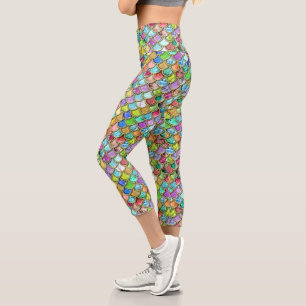Mermaid Scales mit Gem Stones und Glitzer Capri Leggings