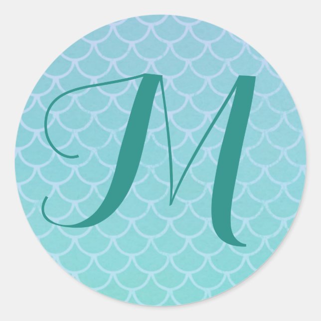 Mermaid Scales Monogram Sticker (Vorderseite)