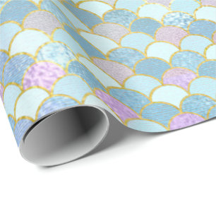 Mermaid Scales Pastel Gold Metallisches Rosa Geschenkpapier