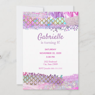 Mermaid Scales Pastel Invitation Anniversaire de e