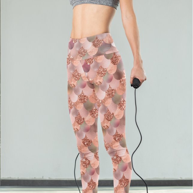 Mermaid Scales Pink Rose Gold Glitzer Glam Leggings (Von Creator hochgeladen)