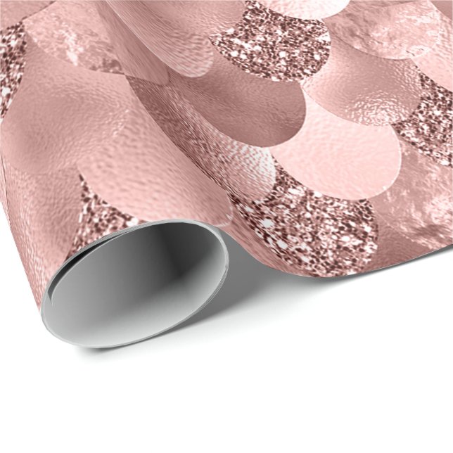 Mermaid Scales Pink Rose Gold Glitzer Spark Rose Geschenkpapier (Rolleneckpunkt)