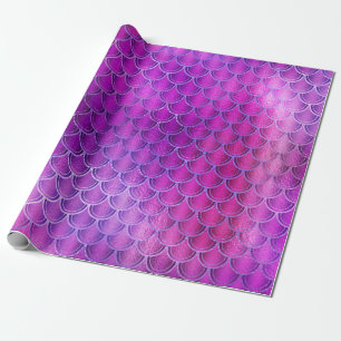 Mermaid Scales Unicorn Metallic Blue Fuchsia Pink Geschenkpapier