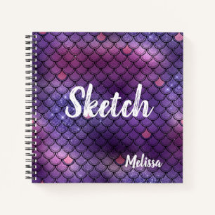 Mermaid Scanner Glitzer Lila Monogram Sketchbook N Notizbuch