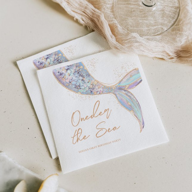 Mermaid Schwanz 1. Geburtstag Serviette (Von Creator hochgeladen)