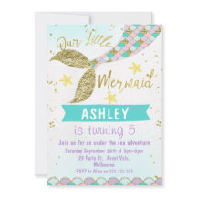 Mermaid Schwanz Birthday Einladung