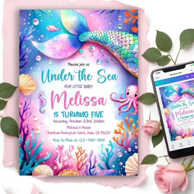 Mermaid Schwanz Birthday Einladung, Mermaid Invite Einladung (Von Creator hochgeladen)