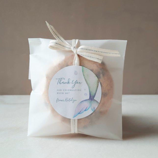 Mermaid Schwanz Birthday Vielen Dank Runder Aufkleber (Von Creator hochgeladen)