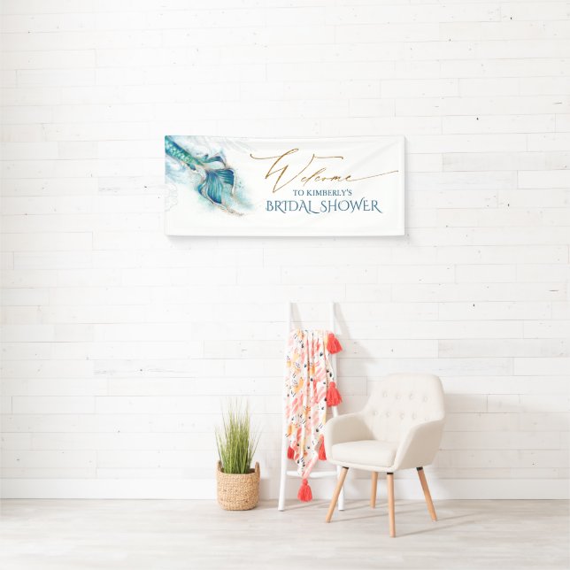 Mermaid Schwanz Brautparty Willkommen Banner (Insitu)