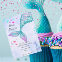 Mermaid Schwanz Girl Birthday Einladung