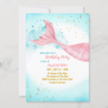 Mermaid Schwanz Girl Birthday Party Einladung