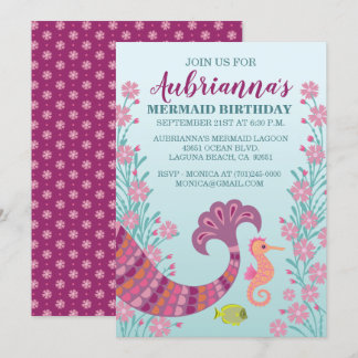 Mermaid Schwanz Girl Birthday Party Einladung