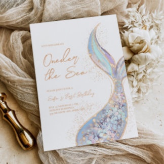 Mermaid Schwanz Oneder Sea Birthday Einladung