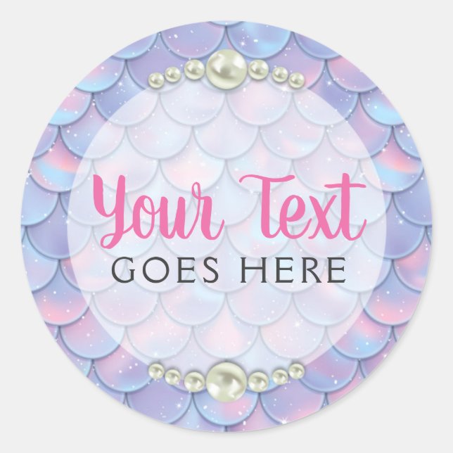 Mermaid Schwanz Scale & Pearl Pastel Sparkle Bouti Runder Aufkleber (Vorderseite)