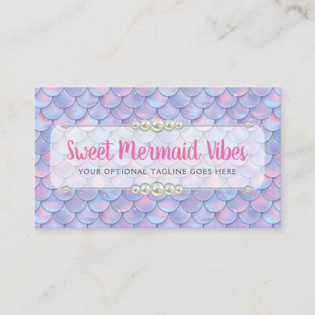 Mermaid Schwanz Scale & Pearl Pastel Sparkle Bouti Visitenkarte (Vorderseite)