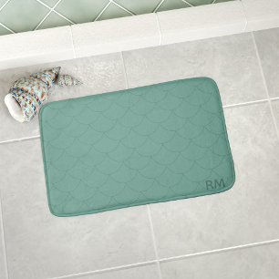 Mermaid Schwanz Scales Muster Monogram Green Badematte