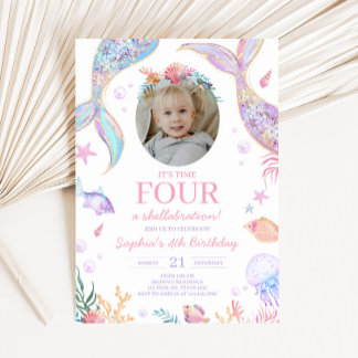 Mermaid Schwanz Sea Birthday Party Einladung