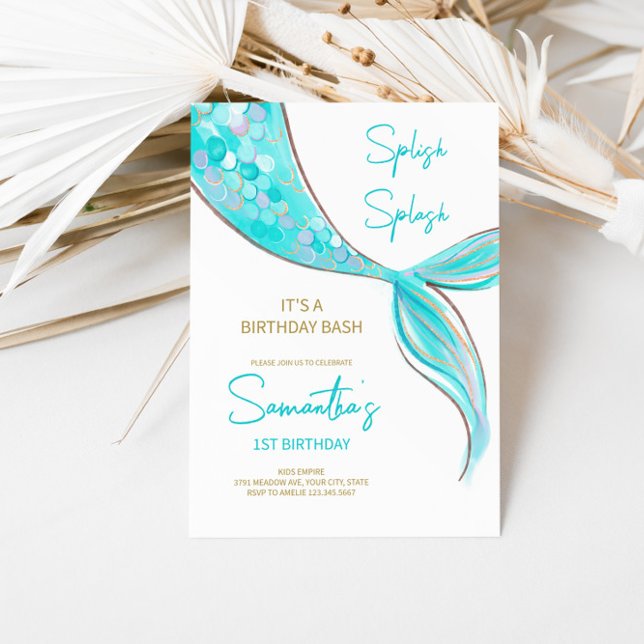 Mermaid Schwanz Thema Geburtstag Einladung (Von Creator hochgeladen)