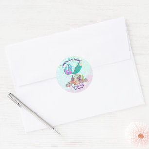 Mermaid Schwanz Under Sea Birthday Gefallen Runder Aufkleber