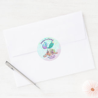 Mermaid Schwanz Under Sea Birthday Gefallen Runder Aufkleber