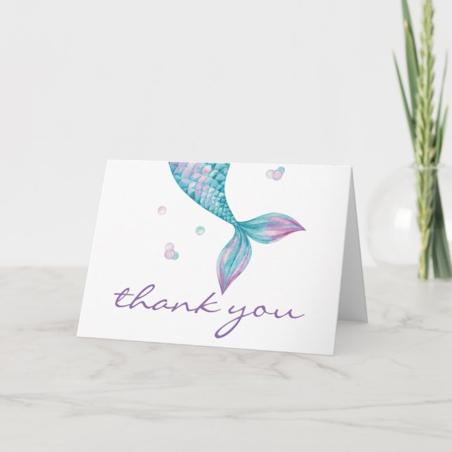 Mermaid Schwanz Under Sea Birthday Vielen Dank Karte (Vorderseite)