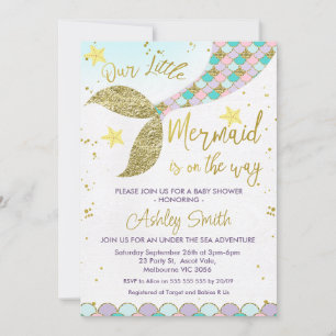 Mermaid Schwanz Under the Sea Baby Shower Einladun Einladung