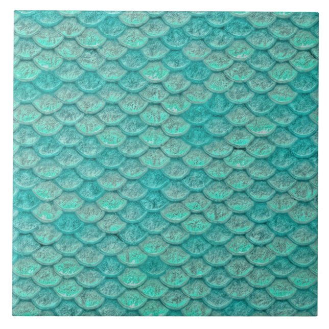 Mermaid Sea Geen Scales Fliese (Vorderseite)