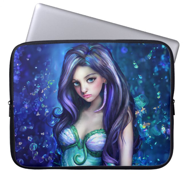Mermaid Sea Goddess Nymph Siren Unterwasser Art Laptopschutzhülle (Vorderseite)