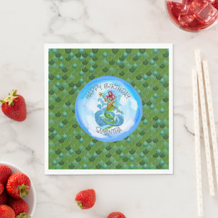 Mermaid Sea Green Warrior Napkins Serviette