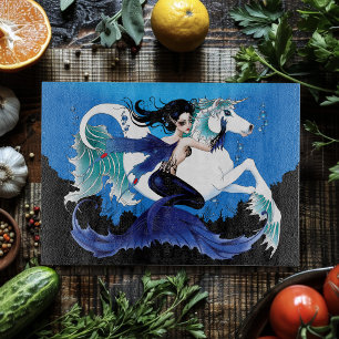 Mermaid Sea Horse Fairy Blue Schneidebrett