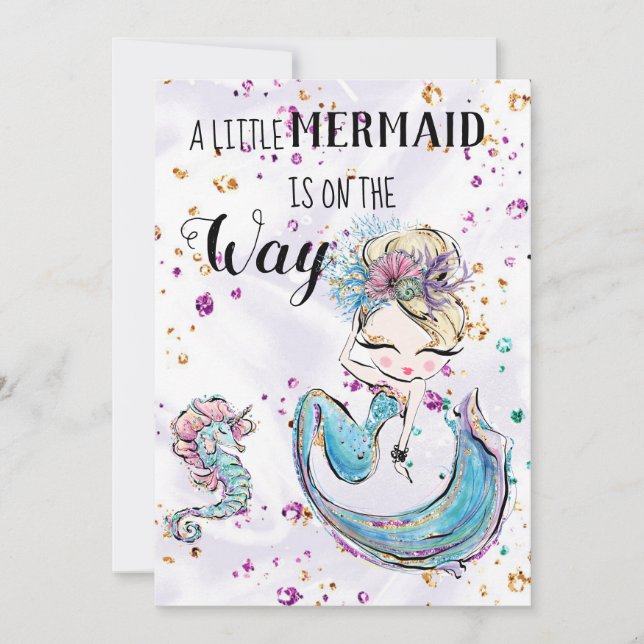 ~ Mermaid Sea Horse Unicorn Baby shower Invitation (Devant)
