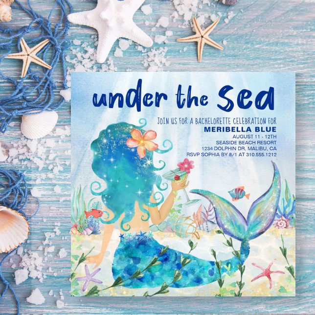 Mermaid Sea | Junggeselinnen-Abschied des tropisch Einladung (Von Creator hochgeladen)